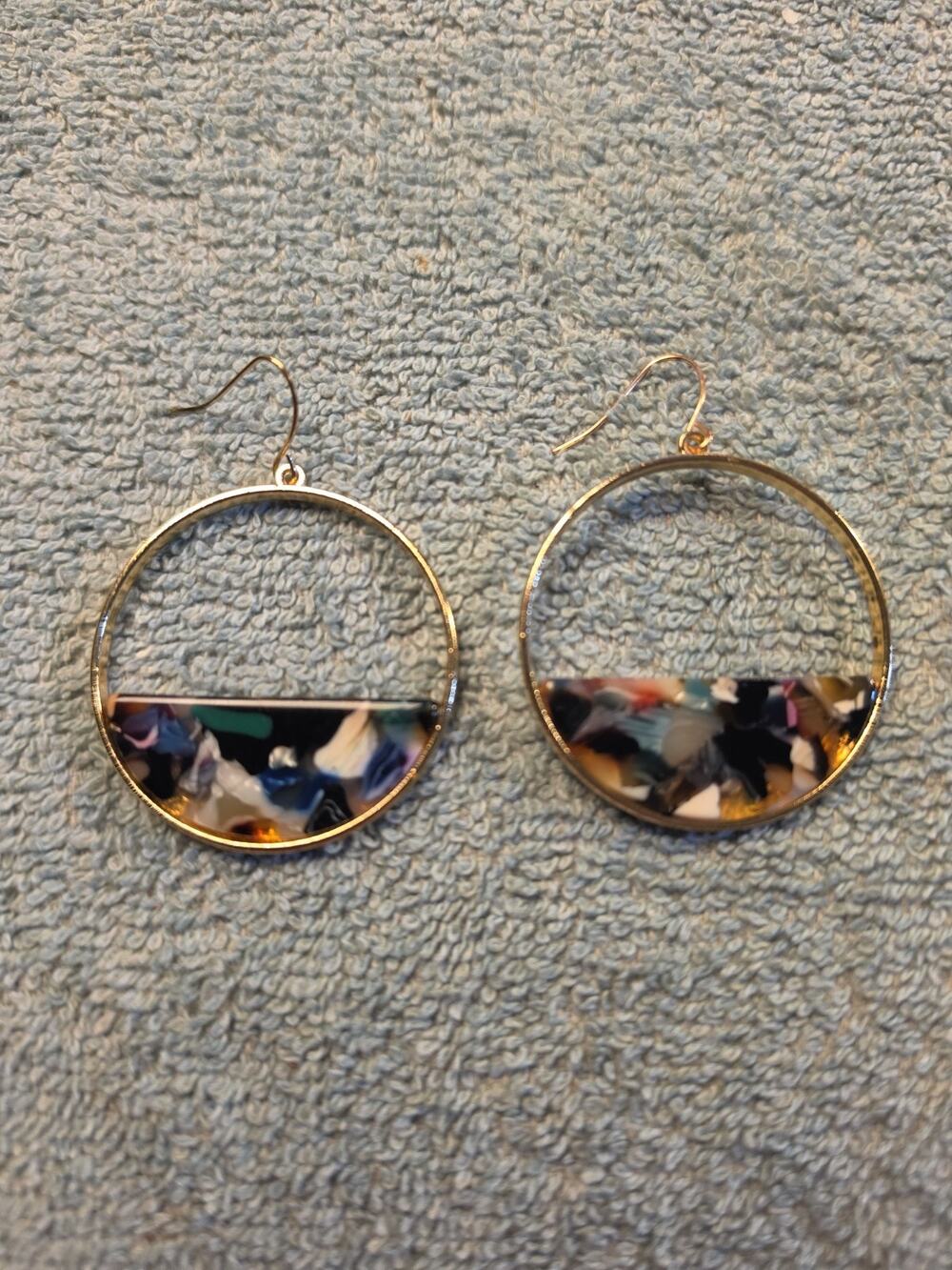C&C California Style Tortoiseshell Acrylic Half Circle Hoop Dangle Earrings